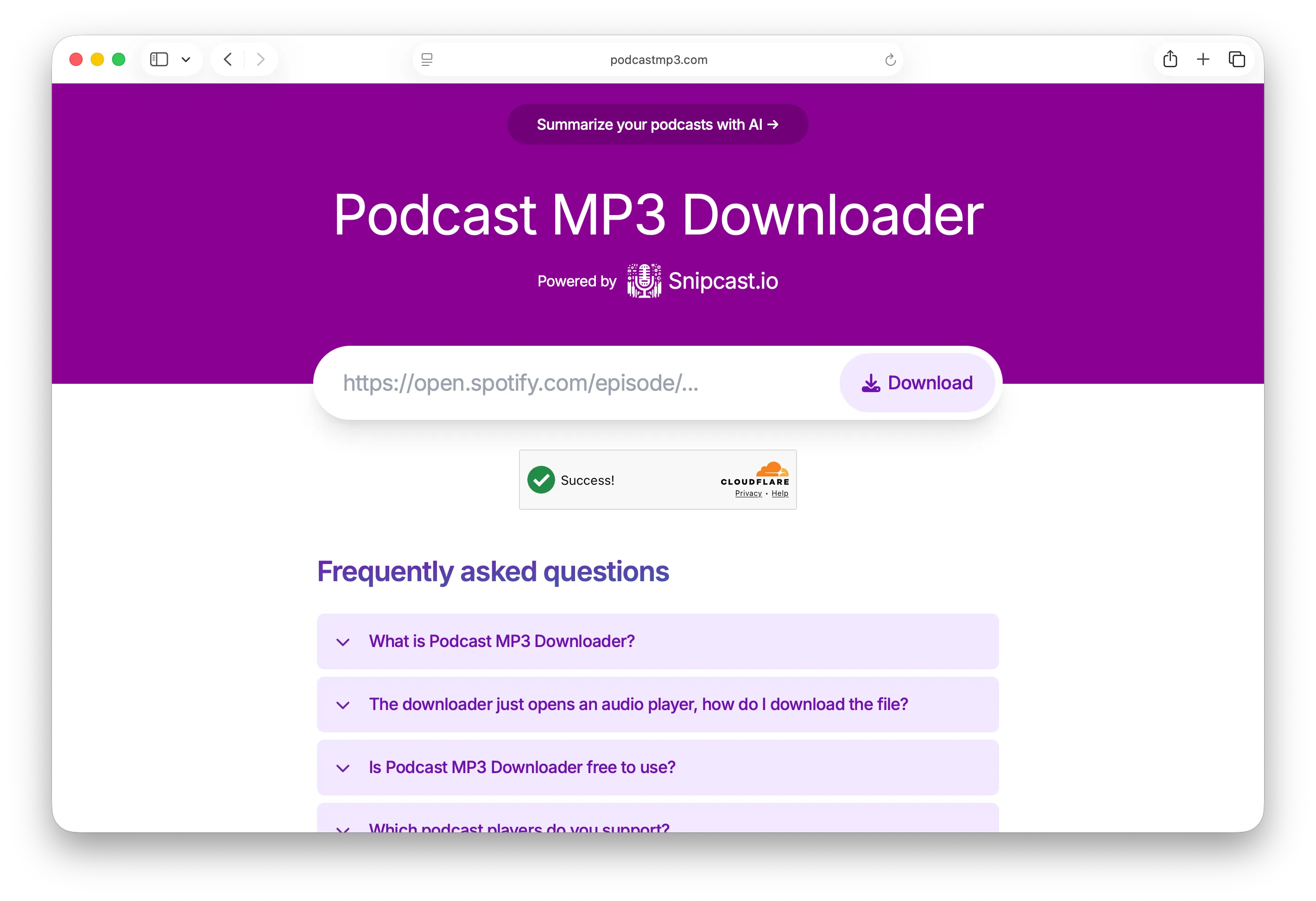 PodcastMP3 landing page